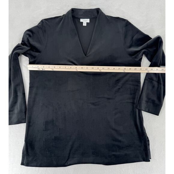 Pure Jill J Jill Black Velvet Stretch Tunic Top Long Sleeve V Neck Shirt Medium - Picture 8 of 9